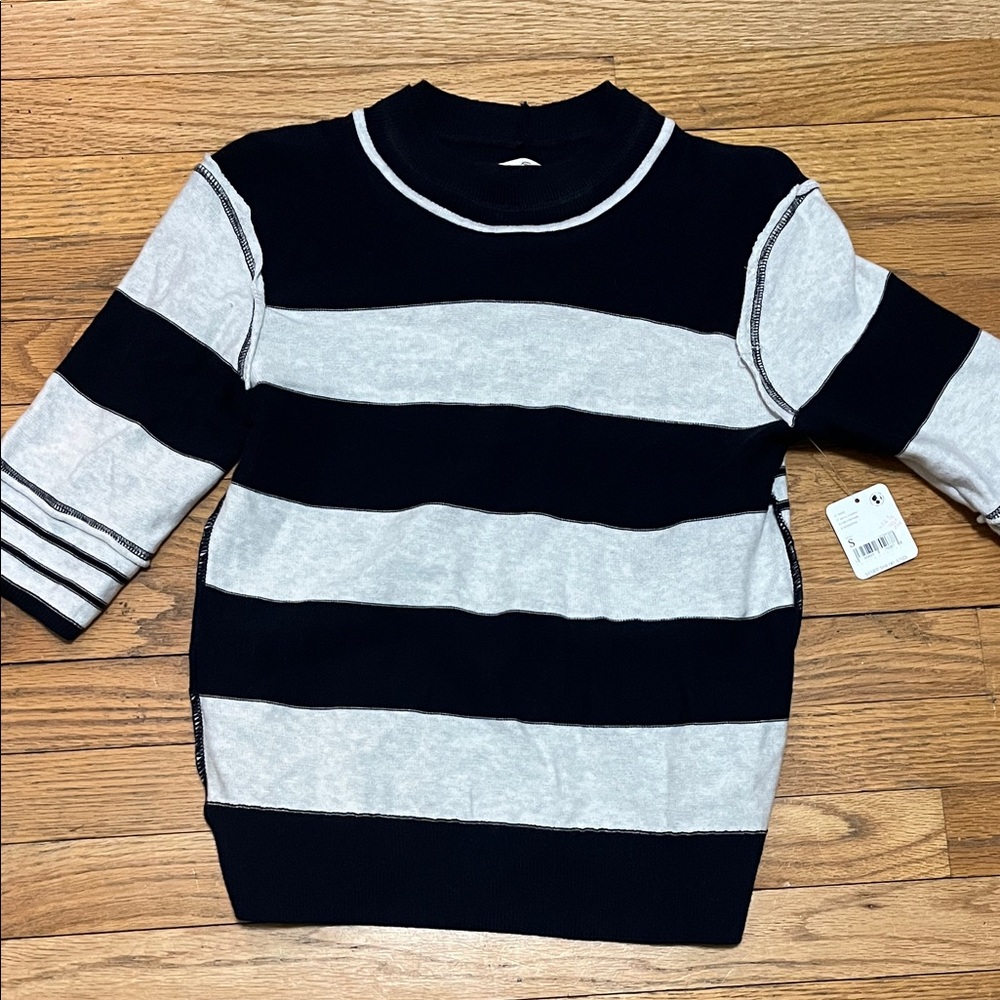 We the free navy and White Striped Sweater small new